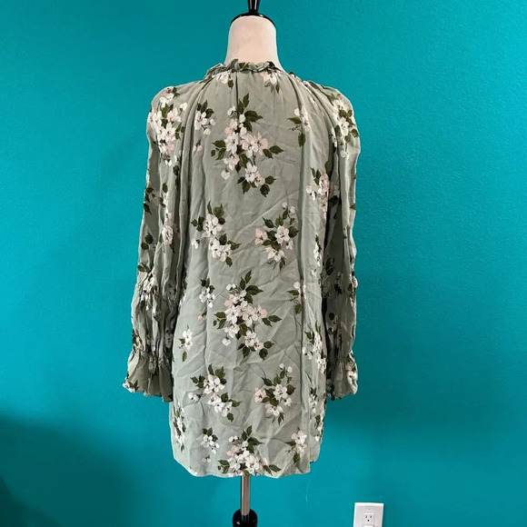 Reformation Adrienne Giana Dress Green Floral Mini Ruffle Relaxed Fit Size M - Picture 6 of 8